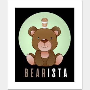 Kawai Bear barista coffee Posters and Art